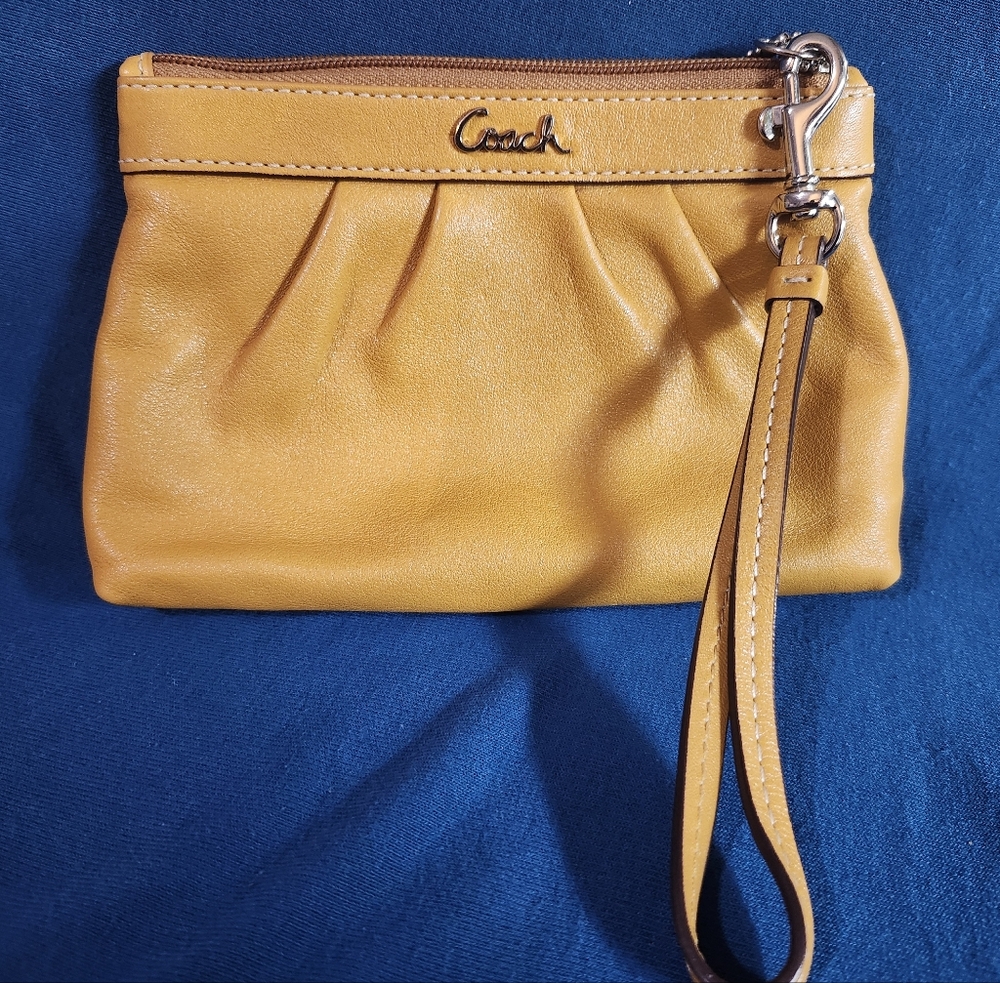 Coach Mustard Yellow Leather Wristlet